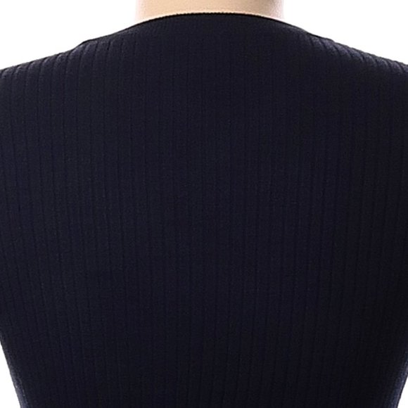 🔸💙🔸Charming Dark Navy Blue Ribbed Sweater Top Blouse Gold Button Detail - M - Picture 14 of 16